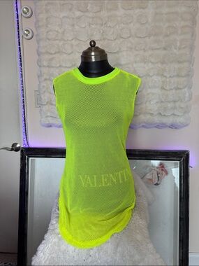 NYC Neon Yellow Mesh Sleeveless Tank Top
